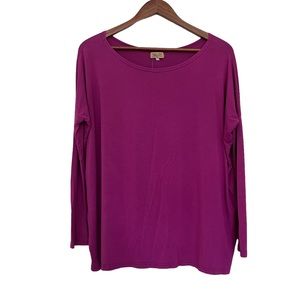 Piko 1988 Womens Top Long Sleeves Bamboo Size S ? Purple Pink Oversized Stretch